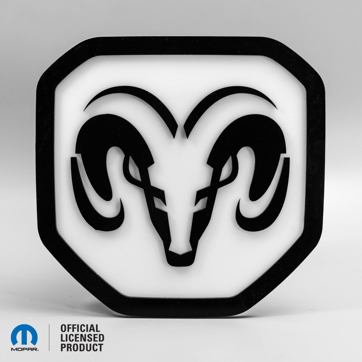RAM® Head Logo Style 1 Tailgate Badge - Fits 2019-2023 RAM® Tailgate - 1500, 2500, 3500 - Gloss on White - Officially Licensed Product