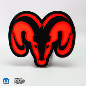 RAM® HEAD LOGO STYLE 1 - HITCH COVER - Gloss on Red - Officially Licensed Product
