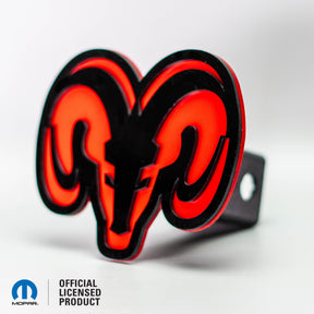 RAM® HEAD LOGO STYLE 1 - HITCH COVER - Gloss on Red - Officially Licensed Product