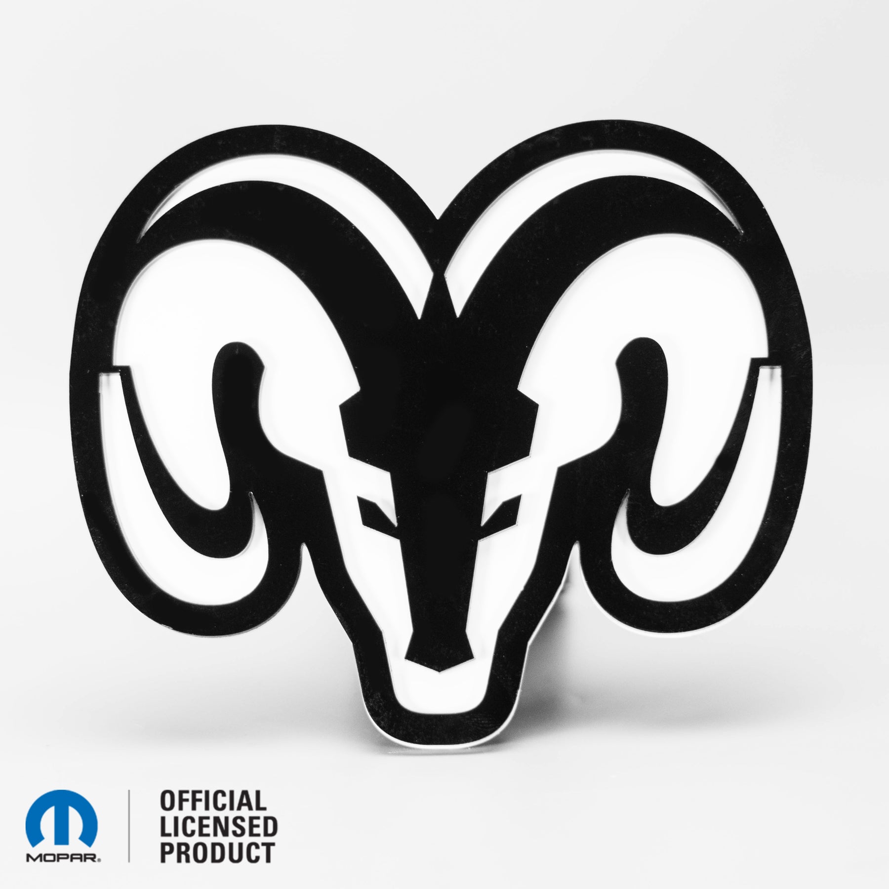 RAM® HEAD LOGO STYLE 1 - HITCH COVER - Gloss on White - Officially Licensed Product