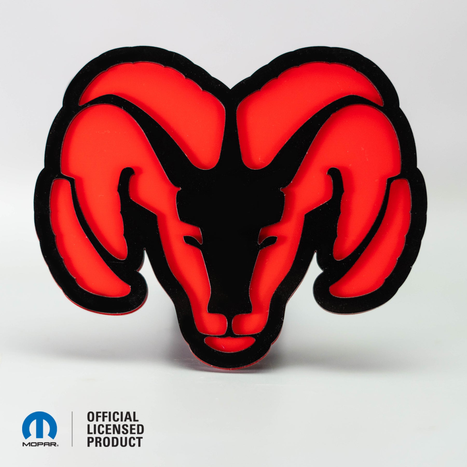 RAM® HEAD LOGO STYLE 2 - HITCH COVER - Gloss on Red - Officially Licensed Product