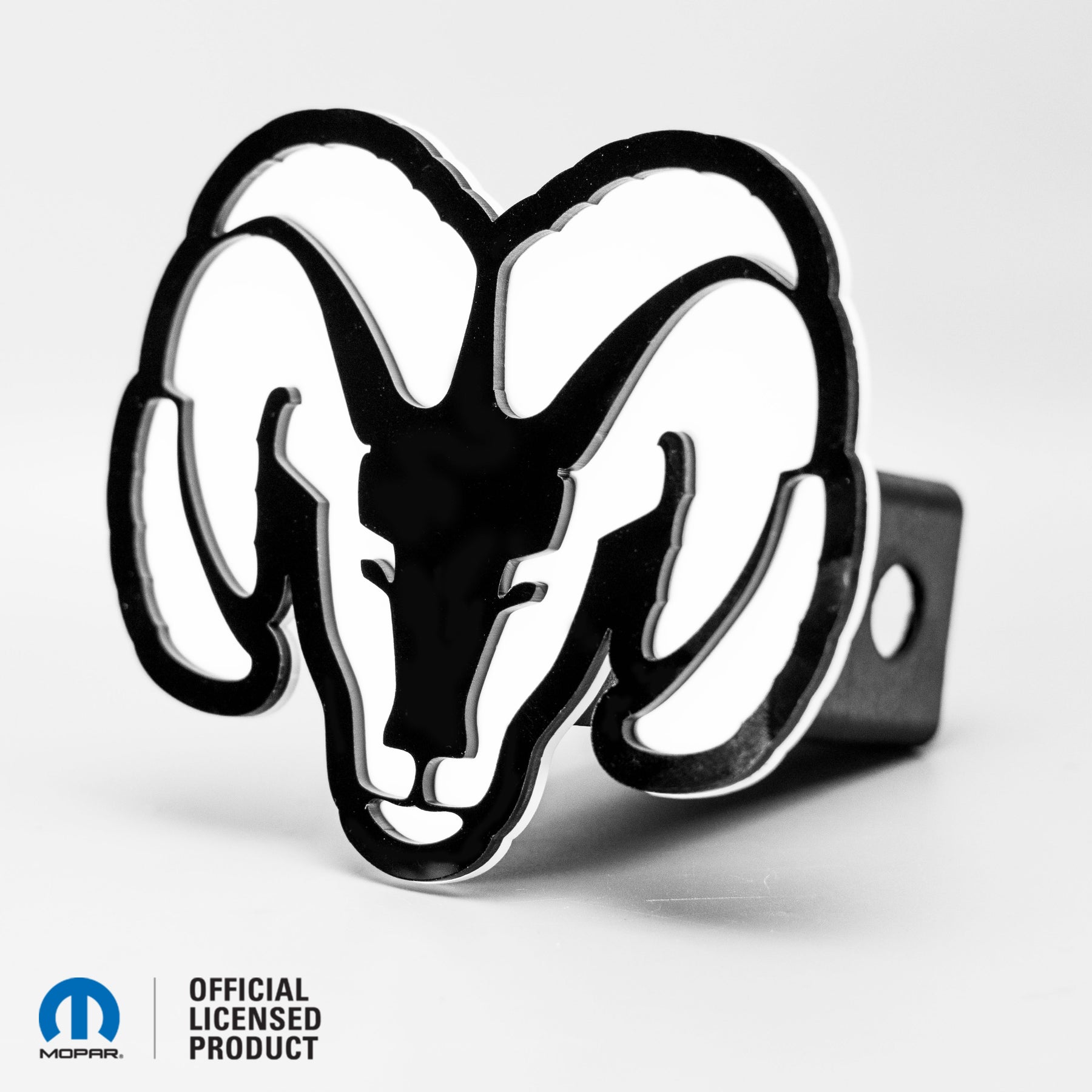RAM® HEAD LOGO STYLE 2 - HITCH COVER - Gloss on White - Officially Licensed Product