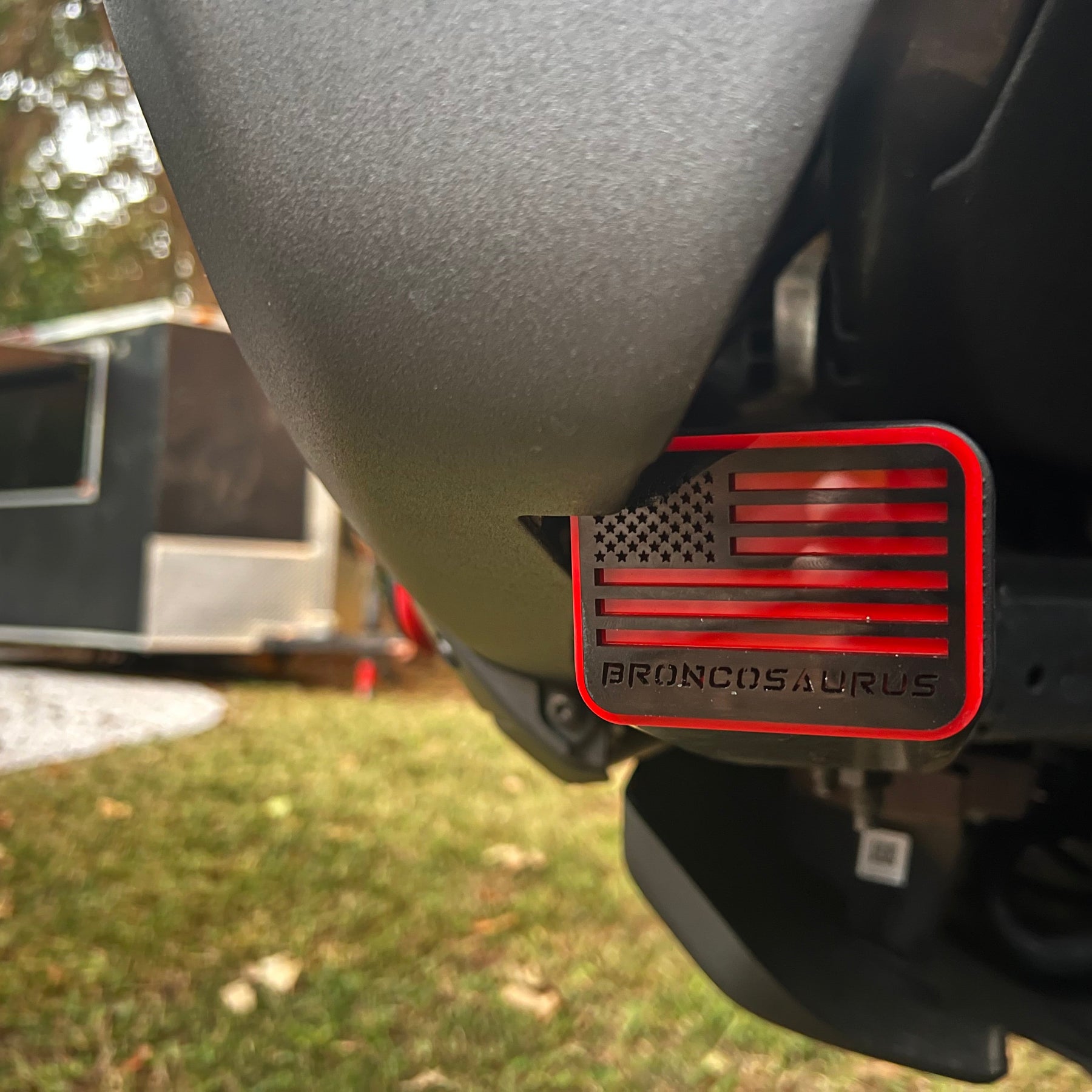 Crash Bar End Plug Pair - Custom Text American Flag - Fits 2021+ Bronco® - Multiple Colors Available