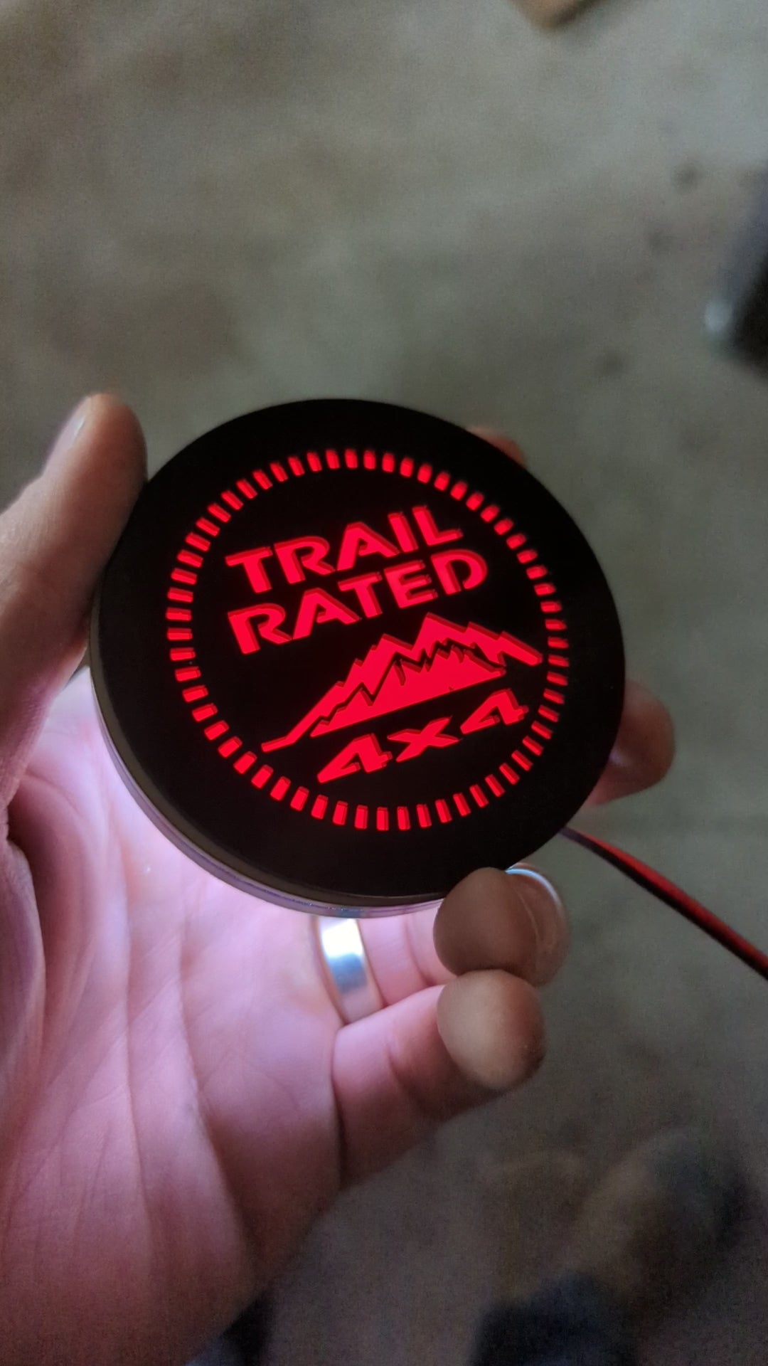 LED Jeep Trail Rated 4x4 Badge - Officially Licensed - Black and Red