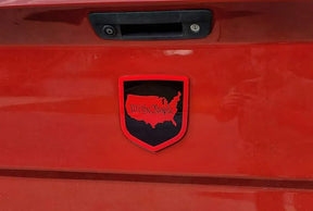 We The People Badge - Fits 2009-2018 Dodge® Ram® Tailgate - 1500, 2500, 3500 -Red on Black