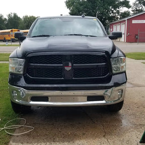 American Flag Badge - Fits 2013-2018 Dodge® Ram® Grille - 1500, 2500, 3500 - Black on White with a Thin Red Line