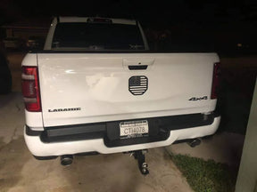 American Flag Badge - Fits 2019+ (5th Gen) Dodge® Ram® Tailgate -1500, 2500, 3500 - Black on White