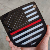 American Flag Badge - Fits 2009-2018 Dodge® Ram® Tailgate -1500, 2500, 3500 - Black on White with a Thin Red Line