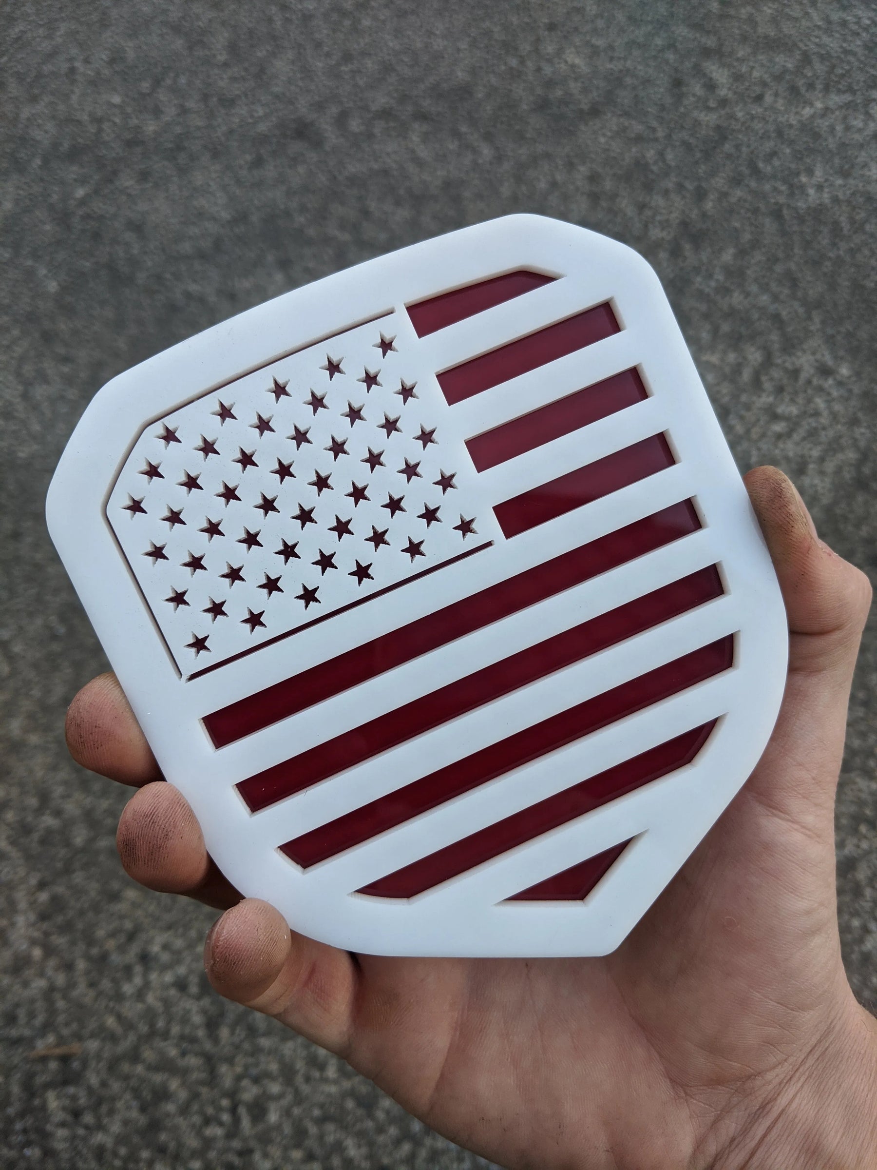 American Flag Badge - Fits 2013-2018 Dodge® Ram® Grille - 1500, 2500, 3500 - White on Red