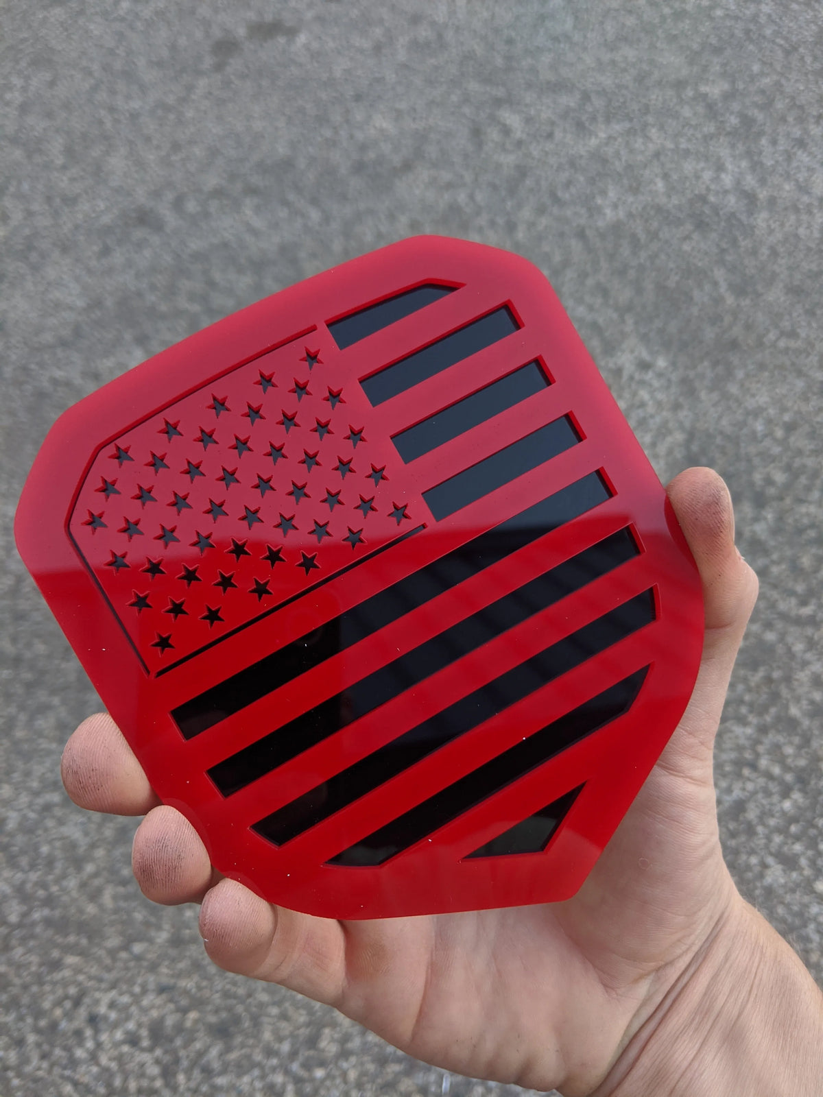 American Flag Badge - Fits 2013-2018 Dodge® Ram® Grille - 1500, 2500, 3500 - Red on Black