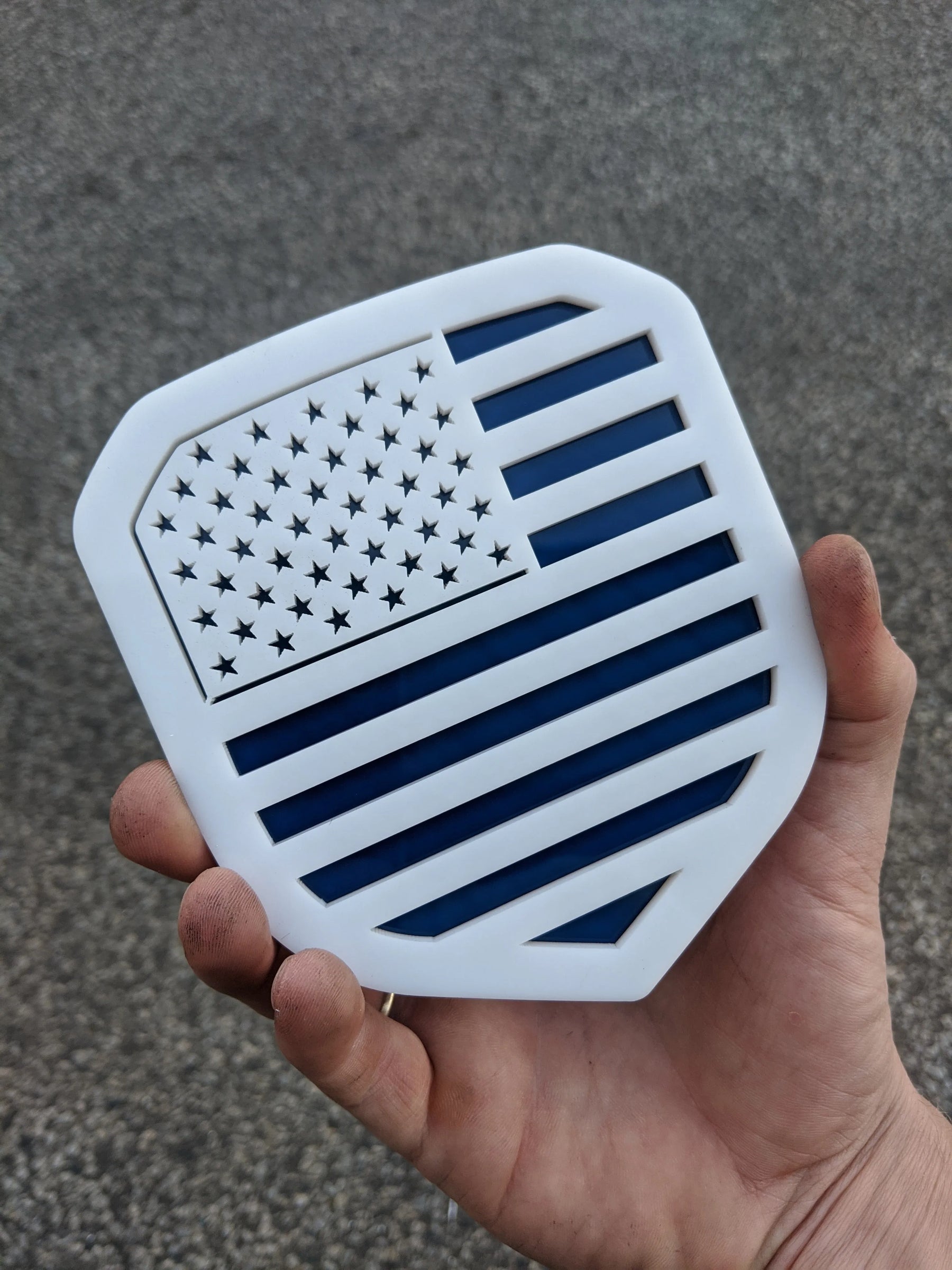 American Flag Badge - Fits 2013-2018 Dodge® Ram® Grille - 1500, 2500, 3500 - White on Blue