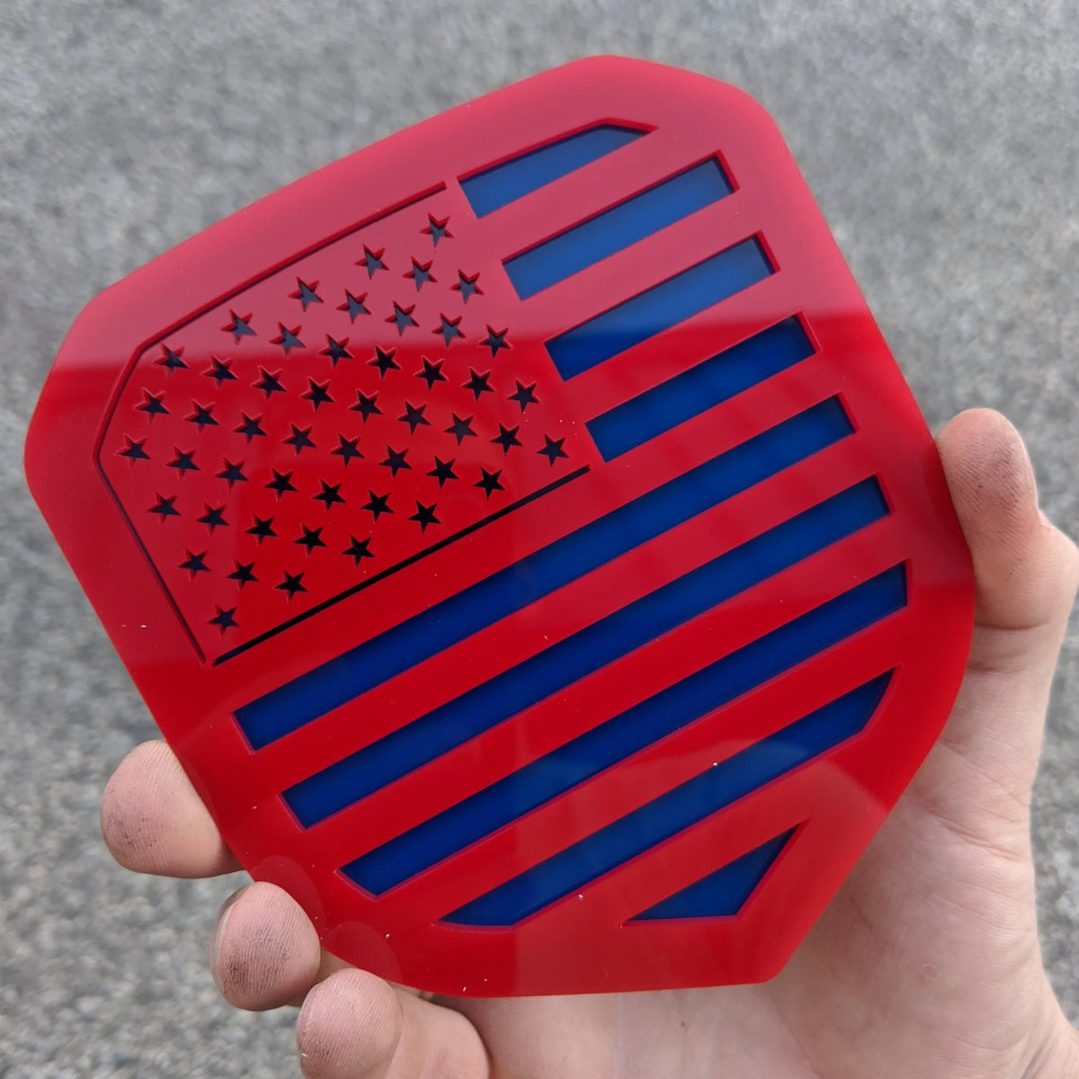 American Flag Badge - Fits 2013-2018 Dodge® Ram® Grille - 1500, 2500, 3500 - Red on Blue