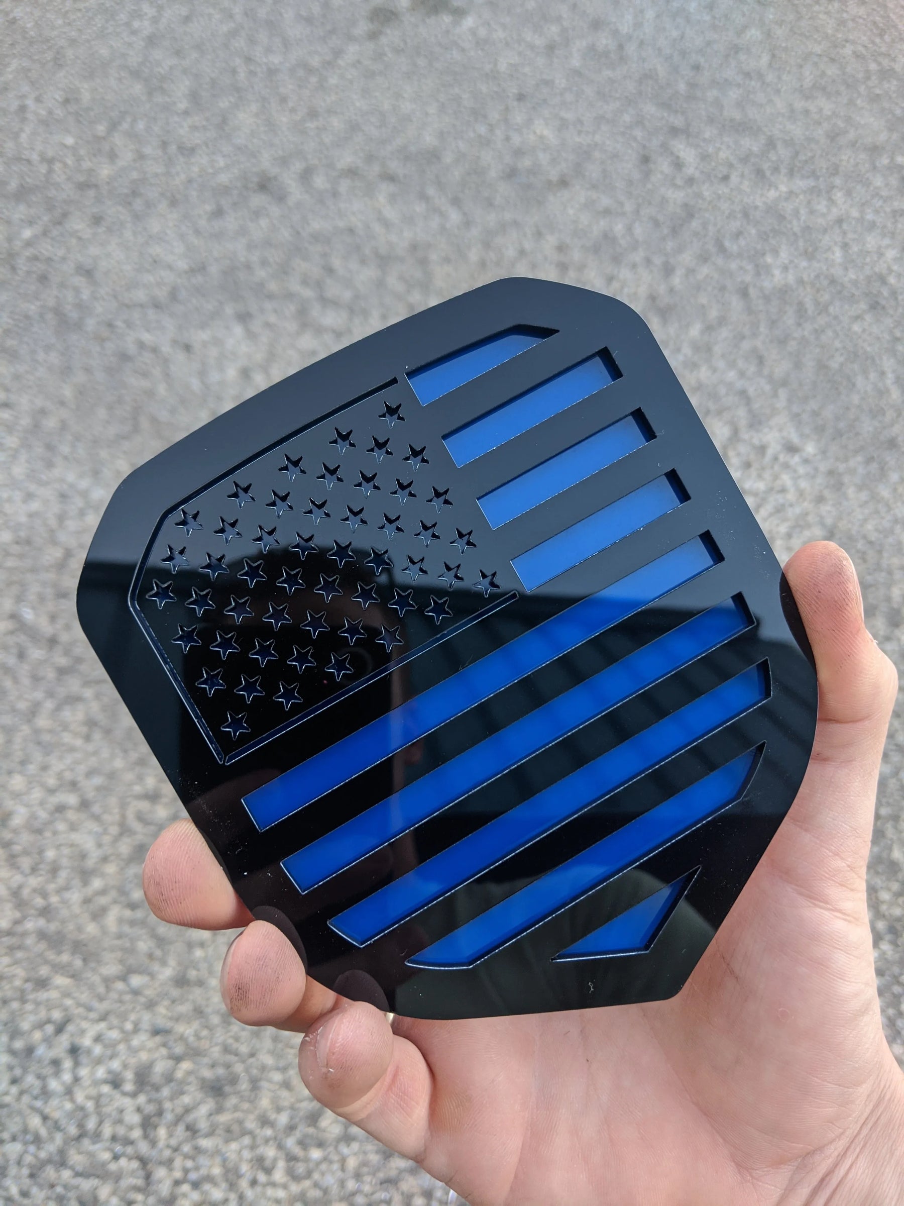 American Flag Badge - Fits 2013-2018 Dodge® Ram® Grille - 1500, 2500, 3500 - Black on Blue