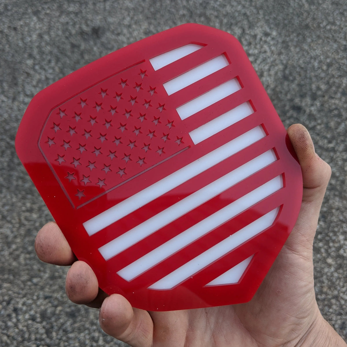 American Flag Badge - Fits 2013-2018 Dodge® Ram® Grille - 1500, 2500, 3500 - Red on White