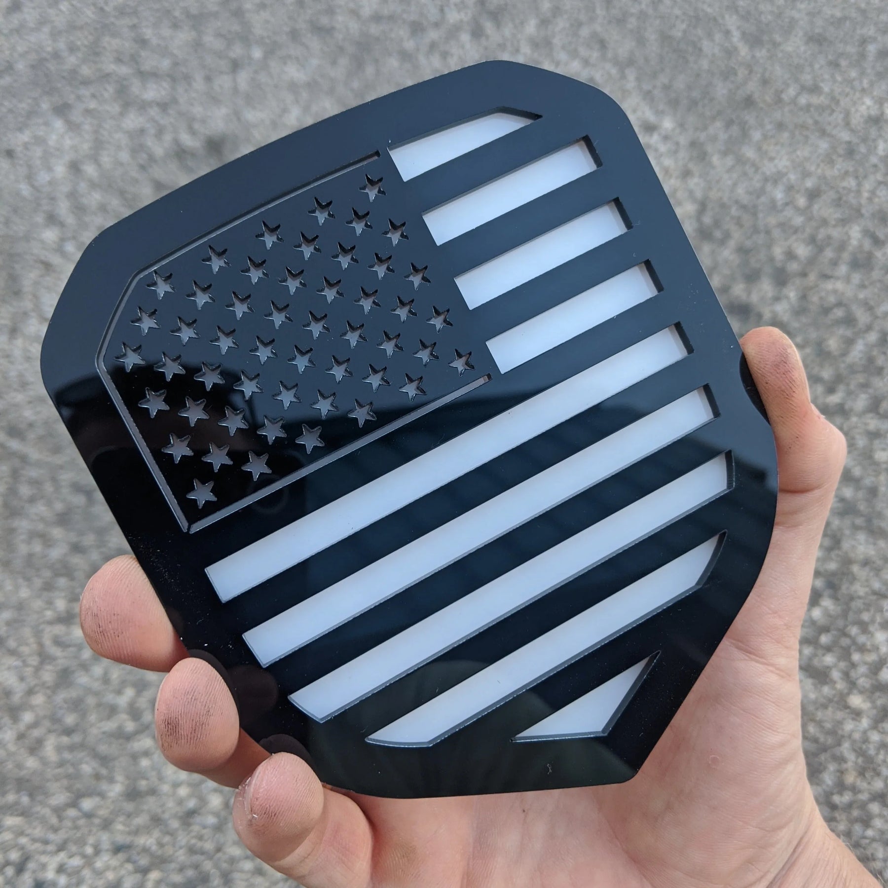 American Flag Badge - Fits 2013-2018 Dodge® Ram® Grille - 1500, 2500, 3500 - Black on White