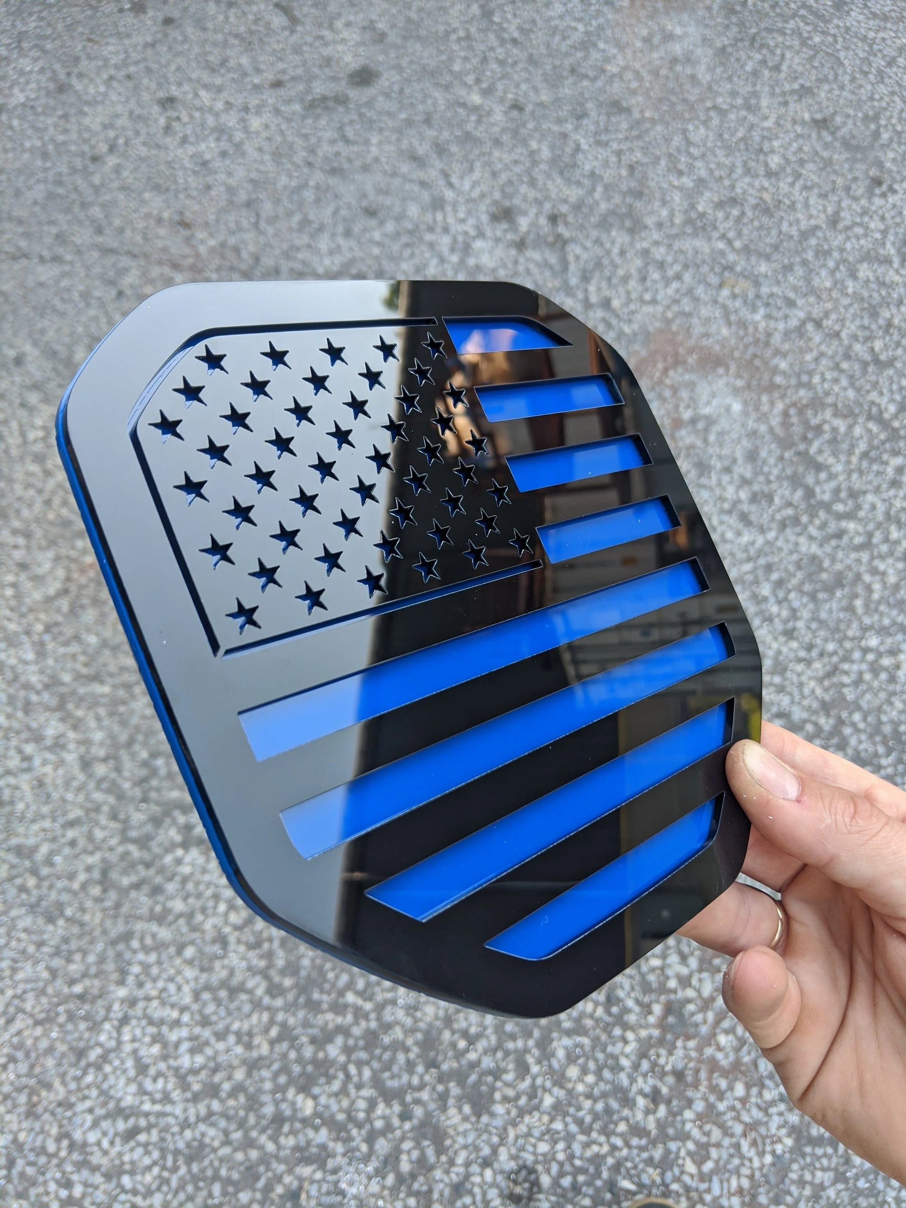 American Flag Badge - Fits 2019+ (5th Gen) Dodge® Ram® Tailgate -1500, 2500, 3500 - Black on Blue