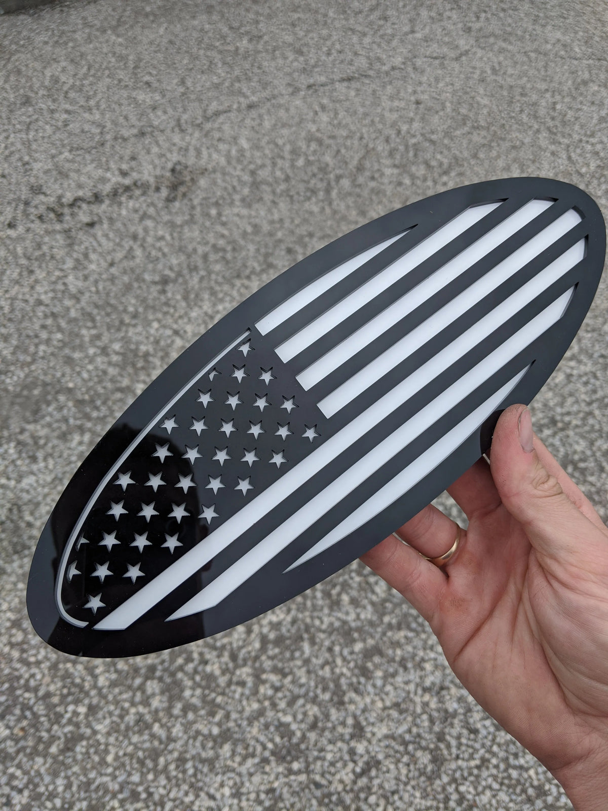 American Flag Badge - Fits 2017-2019 Ford® Super Duty® Tailgate -250, 350, 450 - Black on White