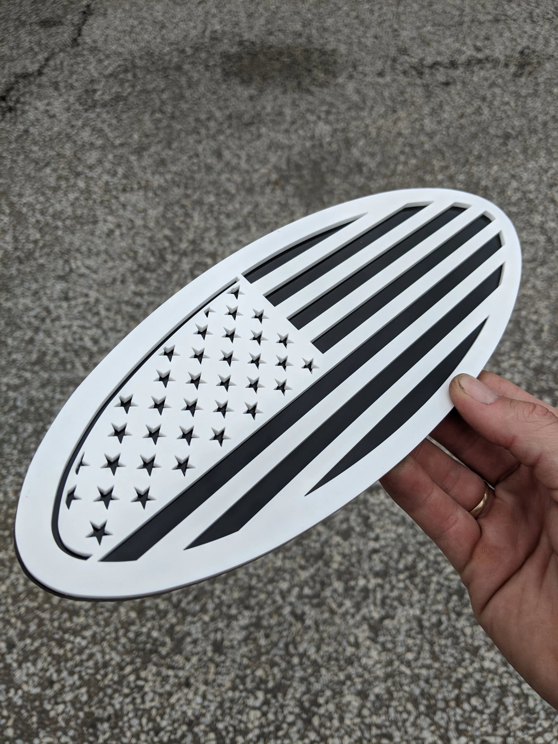 American Flag Badge - Fits 2017-2019 Ford® Super Duty® Tailgate -250, 350, 450 - White on Black