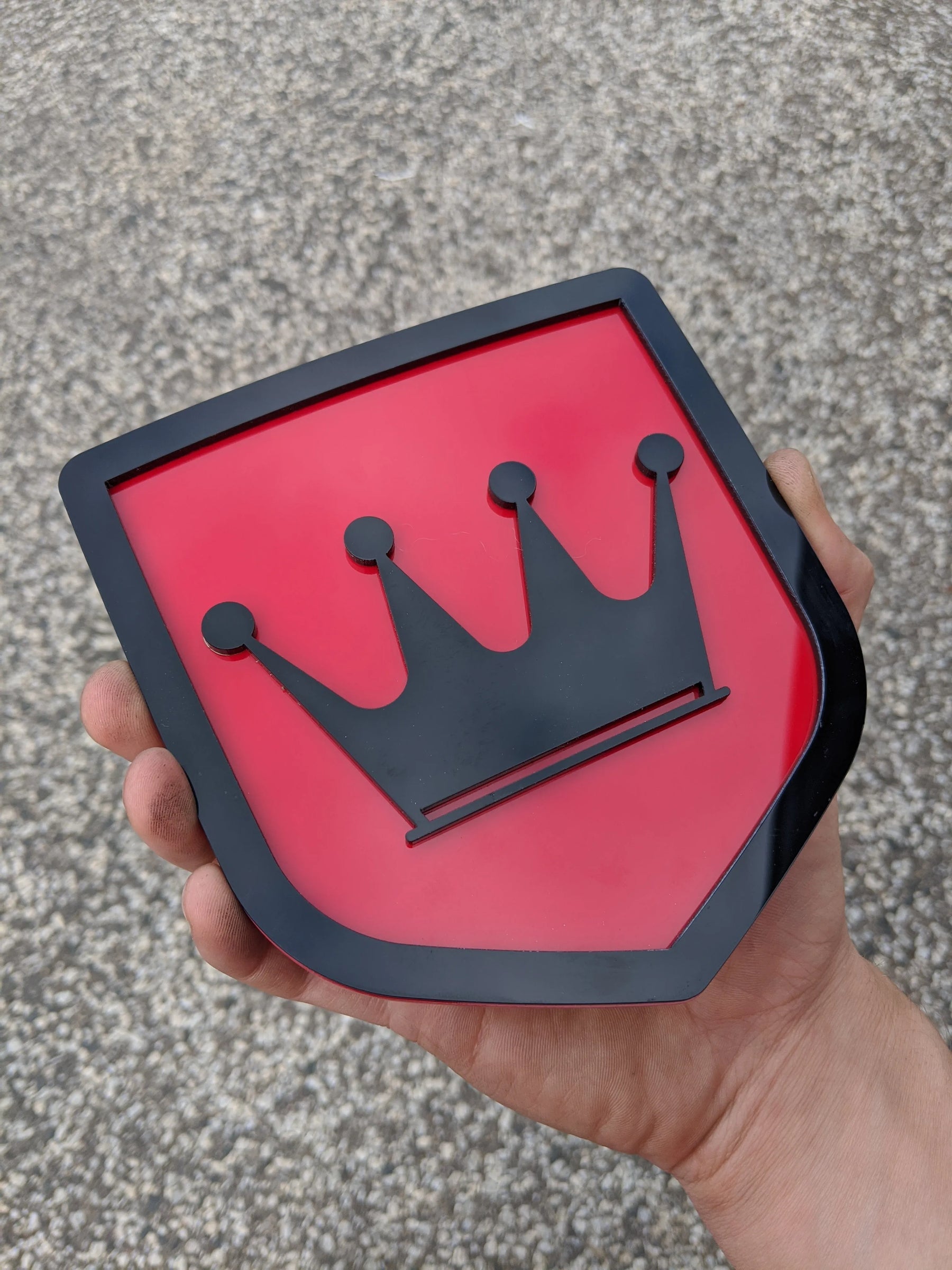Crown Badge - Fits 2009-2018 Dodge® Ram® Tailgate - 1500, 2500, 3500 - Black on Red