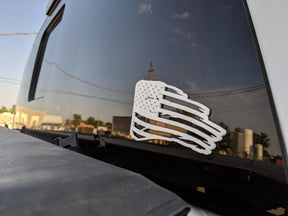 Tattered American Flag Window Badge - 1500, 2500, 3500 -White