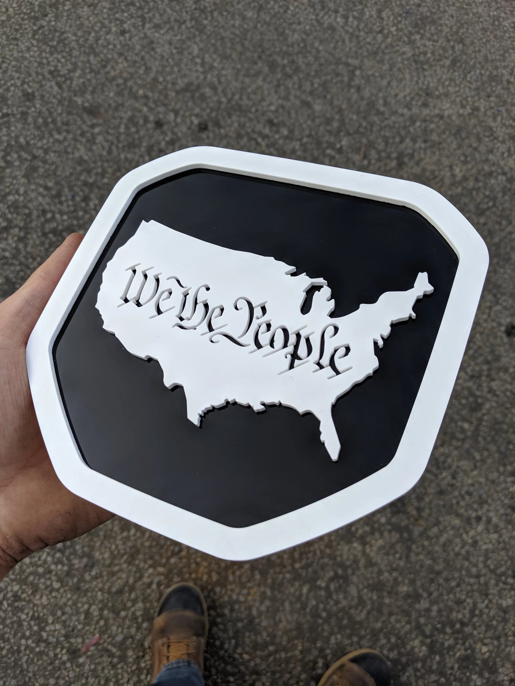 We The People Badge - Fits 2019-2023 (5th Gen) Dodge® Ram® - 1500, 2500, 3500 -White on Black