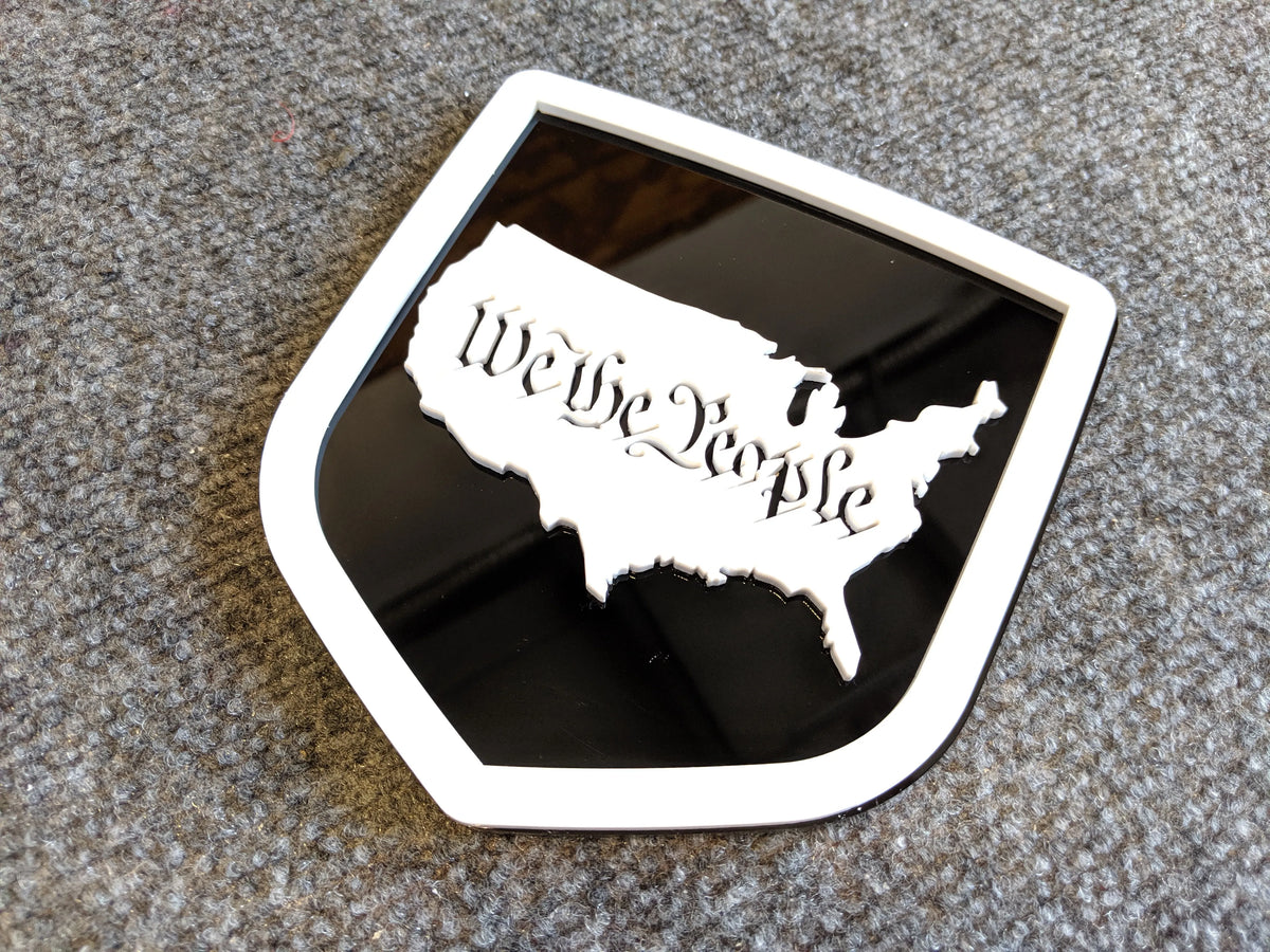 We The People Badge - Fits 2009-2018 Dodge® Ram® - 1500, 2500, 3500 -White on Black
