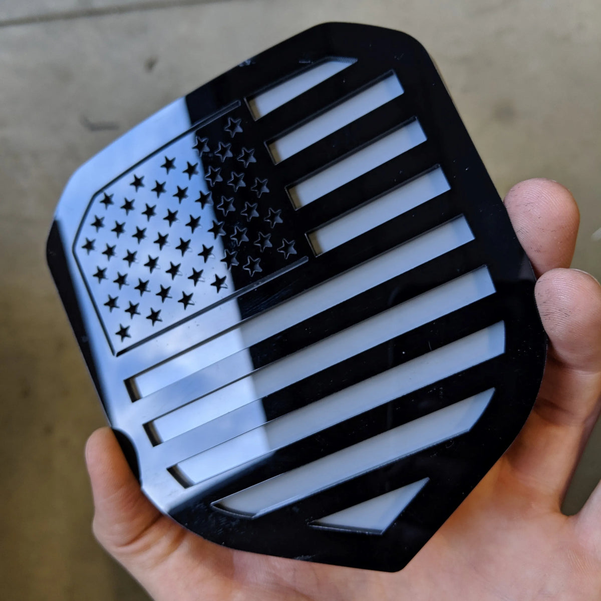 American Flag Badge - Fits 2013-2018 Dodge® Ram® Grill - Black on Gray