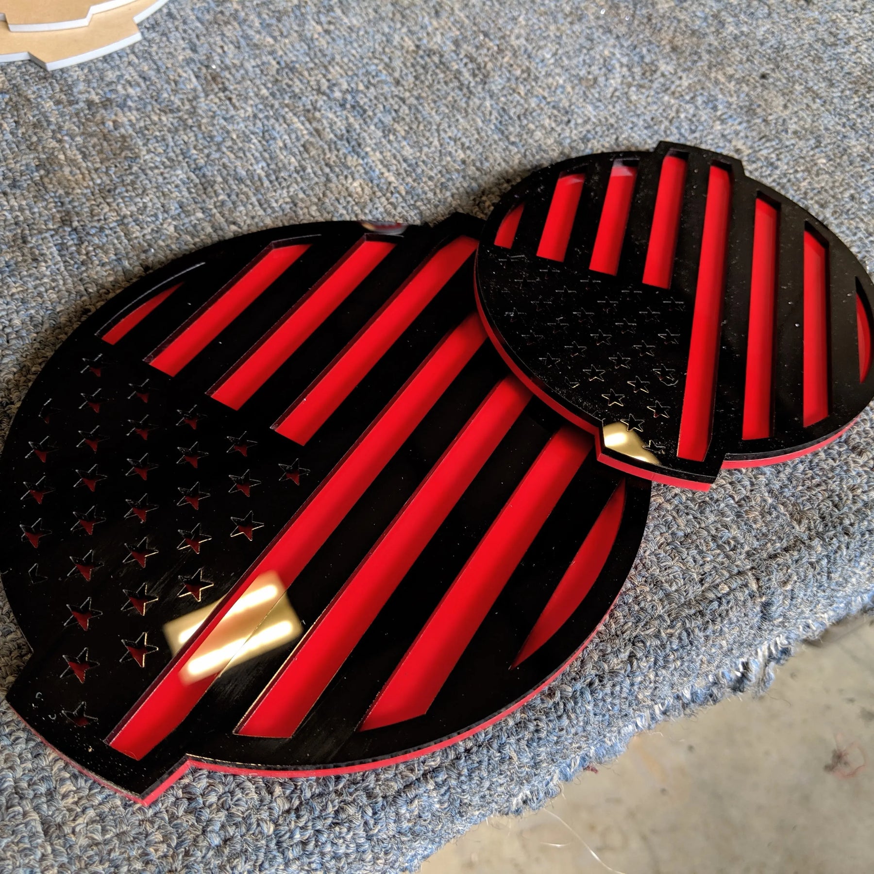 American Flag Badge Set - Fits 2016-2024 Nissan® Titan® Grille and Tailgate - Black on Red