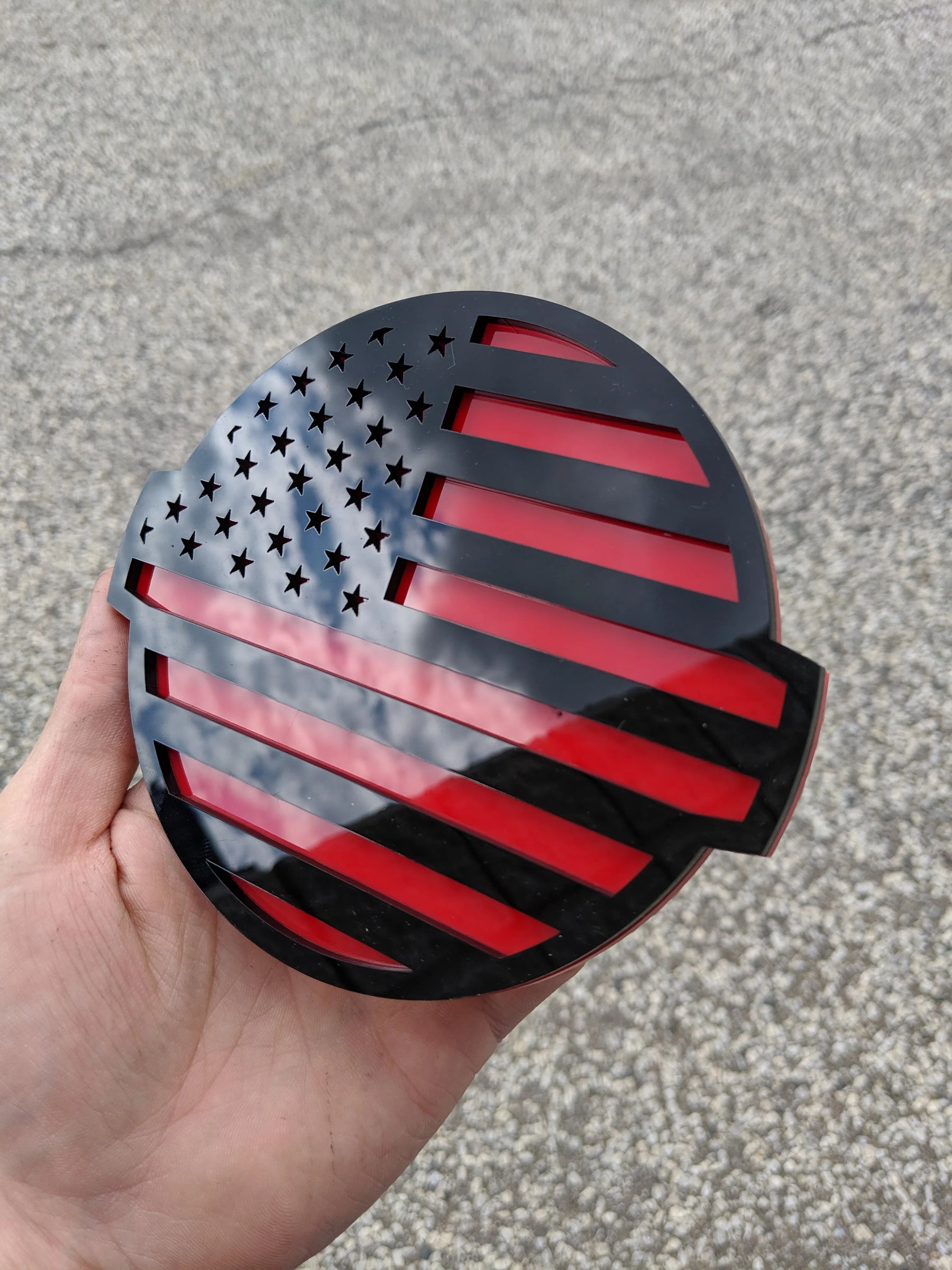 American Flag Badge - Fits 2016-2024 Nissan® Titan® Tailgate - Black on Red