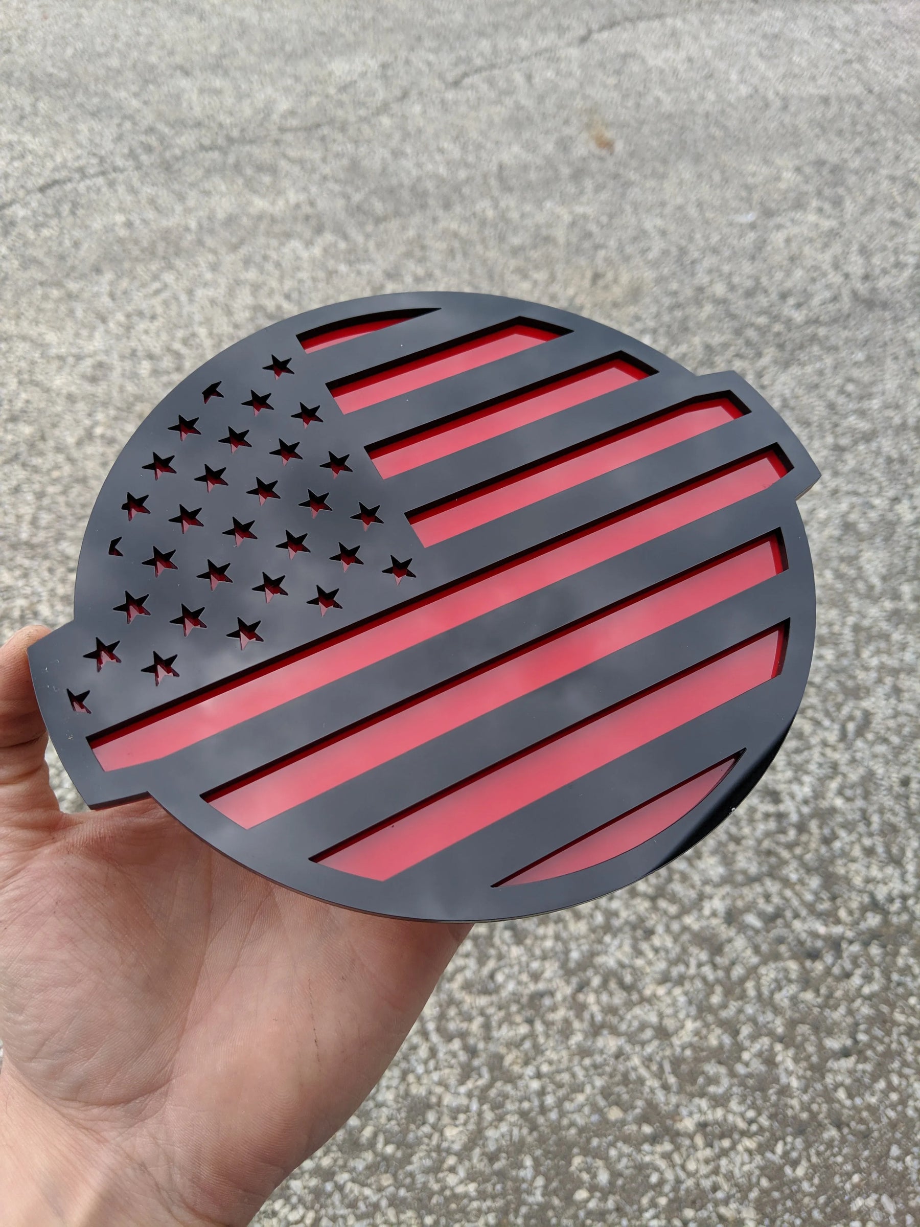 American Flag Badge - Fits 2016-2024 Nissan® Titan® Grille - Black on Red