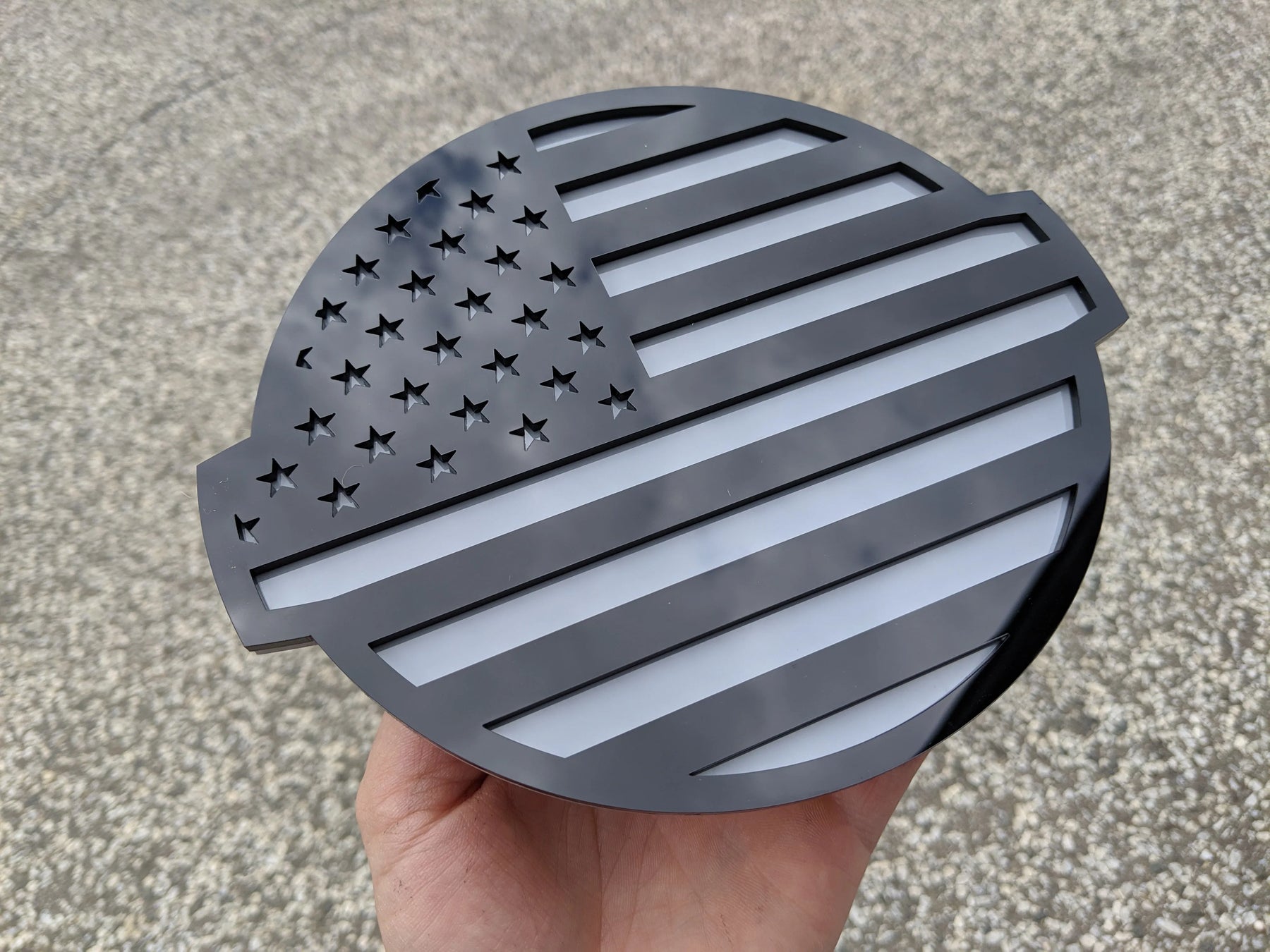 American Flag Badge - Fits 2016-2024 Nissan® Titan® Grille - Black on Gray