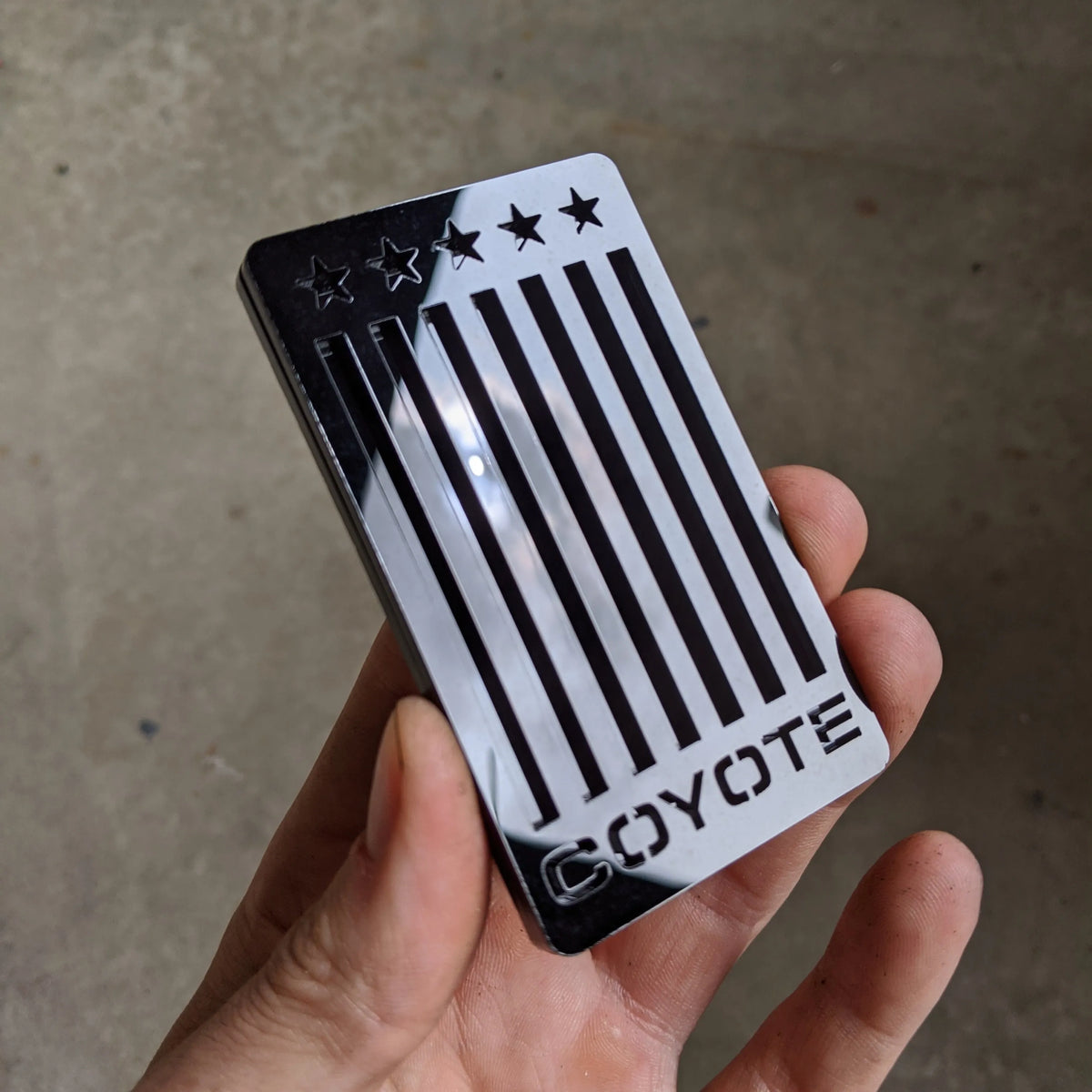 Vertical Flag Coyote Badge - Fits Mustang® - Black on Black