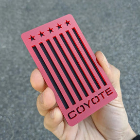 Vertical Flag Coyote Badge - Fits Mustang® - Red on Matte Black