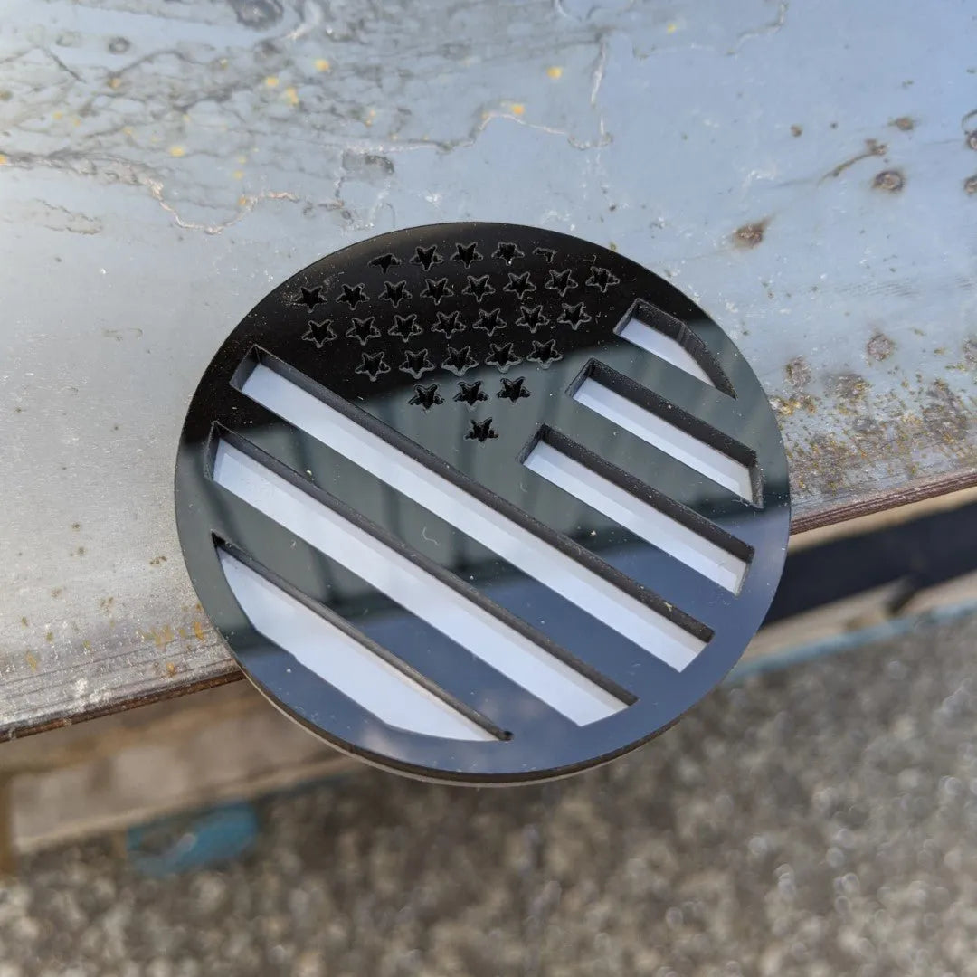 American Flag Badge - Jeep® Trail Rated® Replacement Badge - Black on Gray