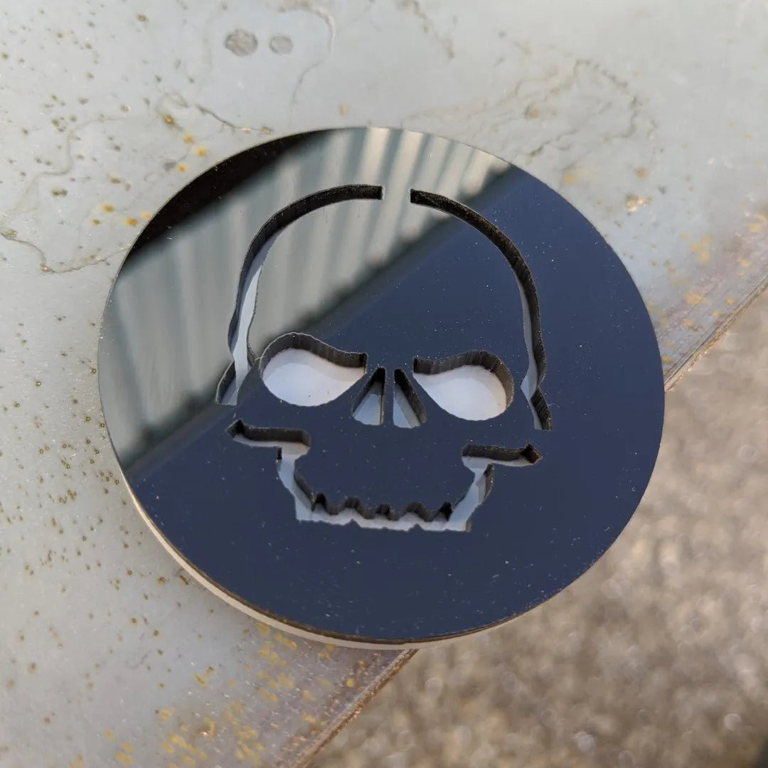 Skull Badge - Jeep® Trail Rated® Replacement Badge - Black on Gray