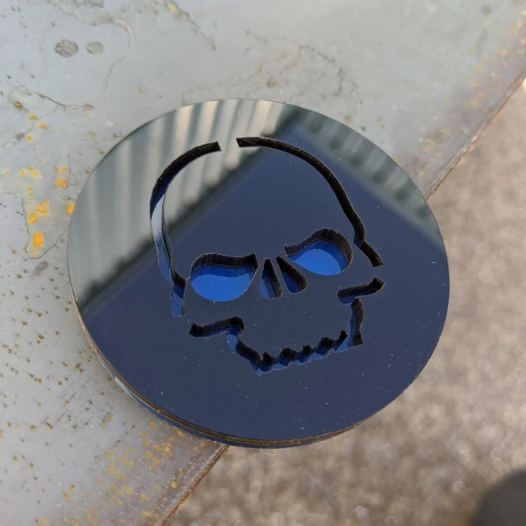 Skull Badge - Jeep® Trail Rated® Replacement Badge - Black on Blue