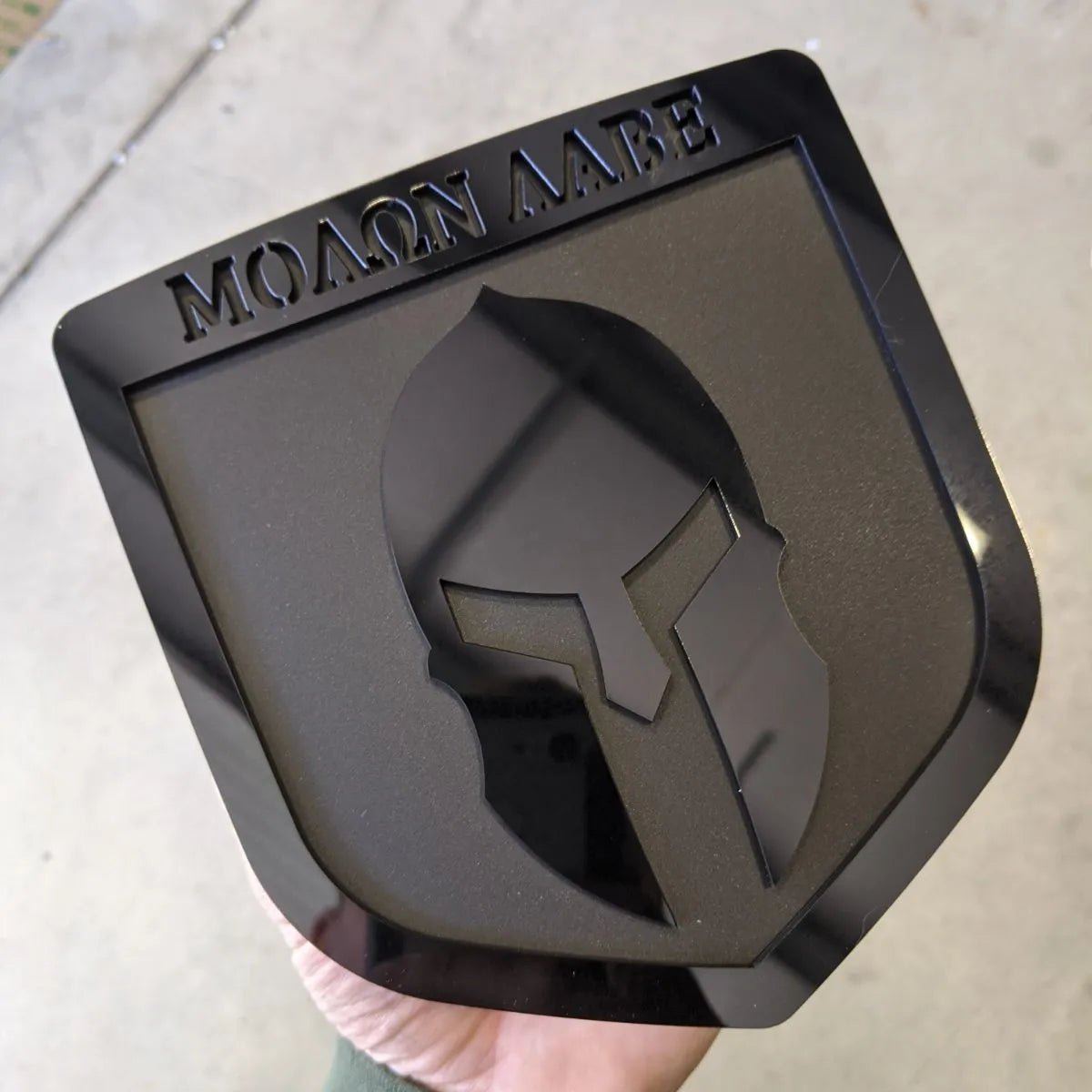Molon Labe Badge - Fits 2009-2018 Dodge® Ram® Tailgate -1500, 2500, 3500 - Black on Matte Black