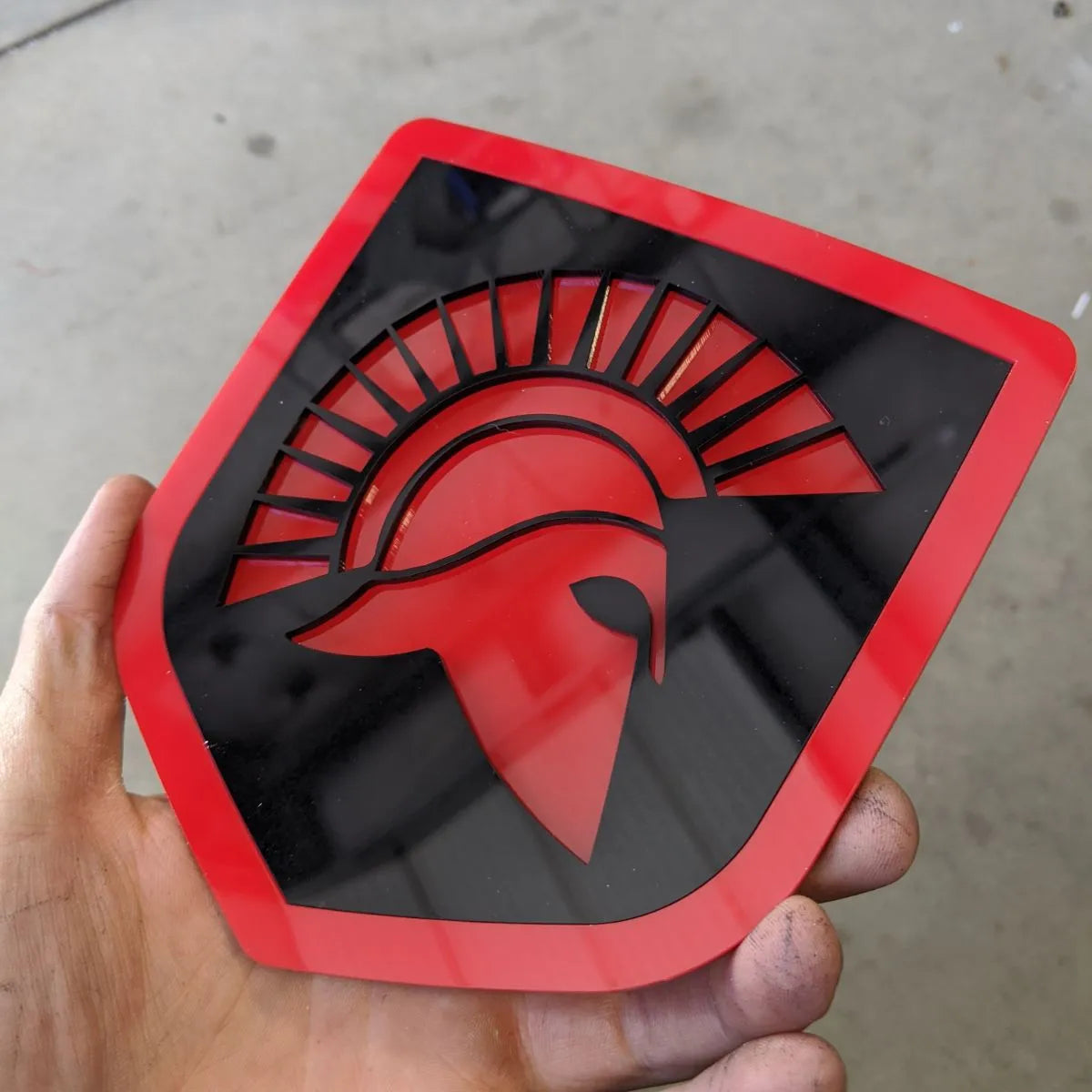 Spartan Badge - Fits 2009-2018 Dodge® Ram® Tailgate -1500, 2500, 3500 - Red and Black
