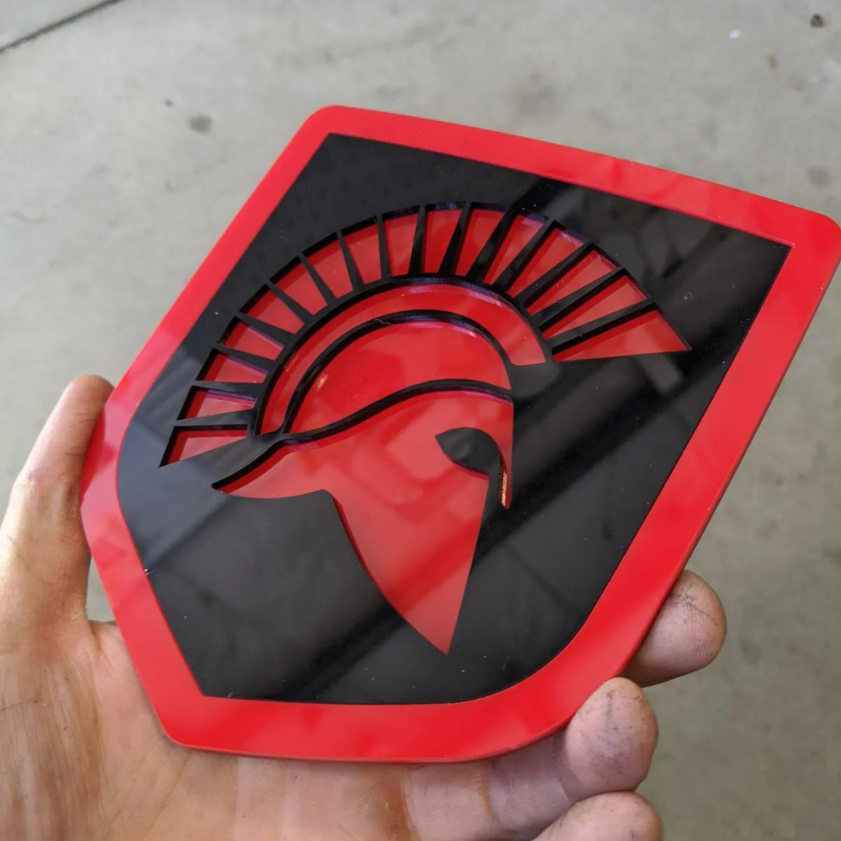Spartan Badge - Fits 2009-2018 Dodge® Ram® Tailgate -1500, 2500, 3500 - Red and Black