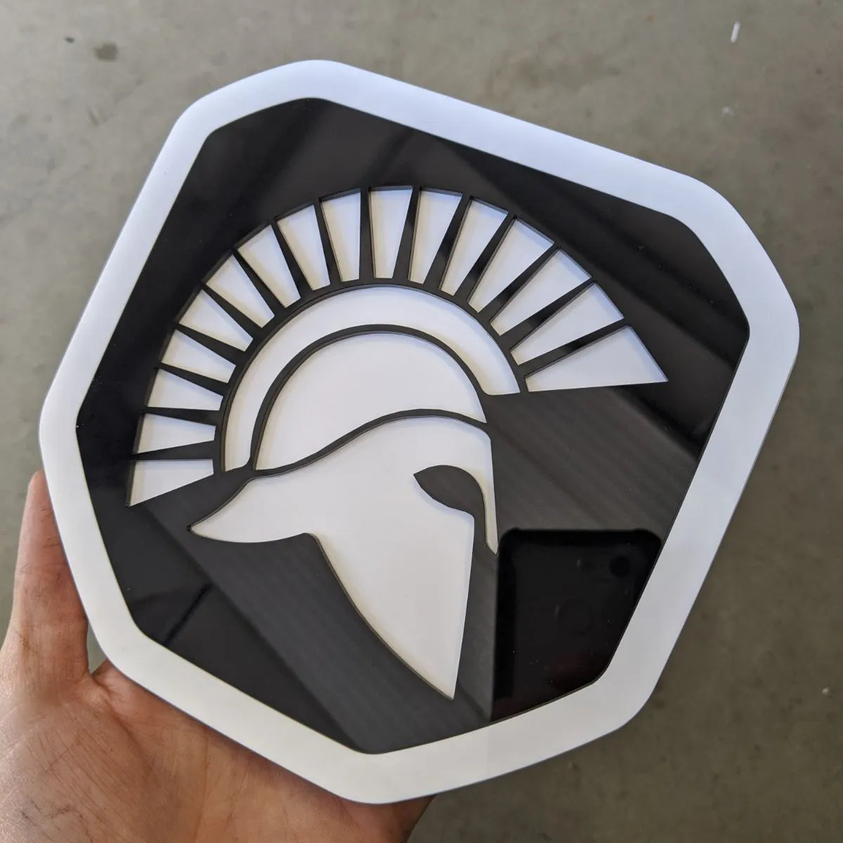 Spartan Badge - Fits 2019+ (5th Gen) Dodge® Ram® Tailgate -1500, 2500, 3500 - White and Black