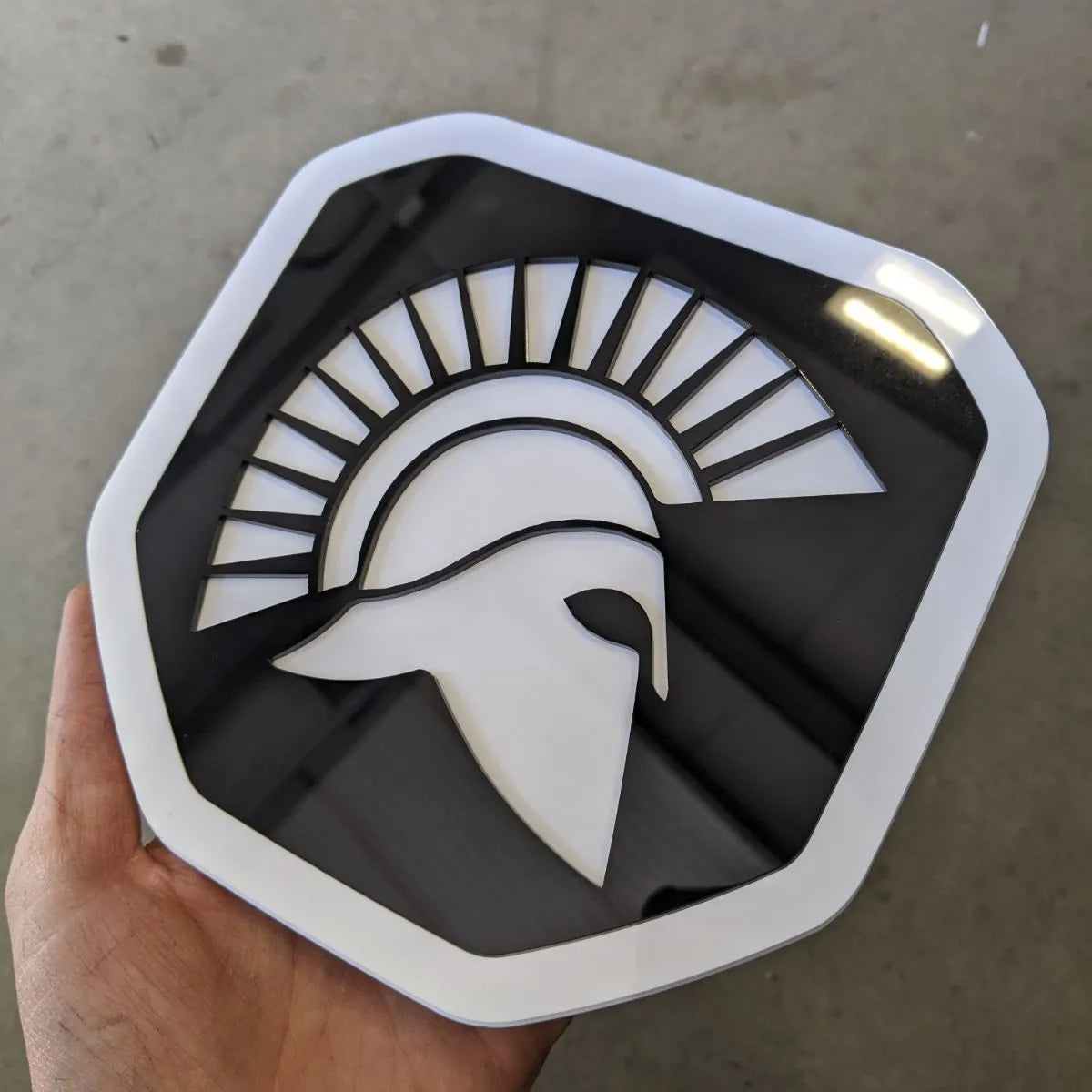 Spartan Badge - Fits 2019+ (5th Gen) Dodge® Ram® Tailgate -1500, 2500, 3500 - White and Black