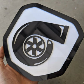 Turbo Badge - Fits 2019-2023 (5th Gen) Dodge® Ram® Tailgate -1500, 2500, 3500 - Black on White