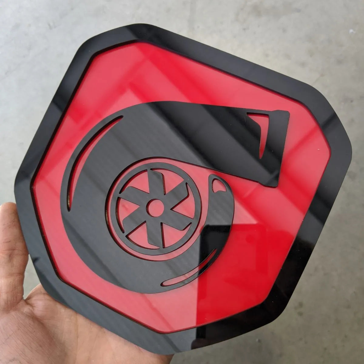 Turbo Badge - Fits 2019+ (5th Gen) Dodge® Ram® Tailgate -1500, 2500, 3500 - Black on Red