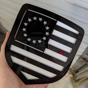 Betsy Ross American Flag Badge - Fits 2009-2012 Dodge® Ram® Grille -1500, 2500, 3500 - Black on White