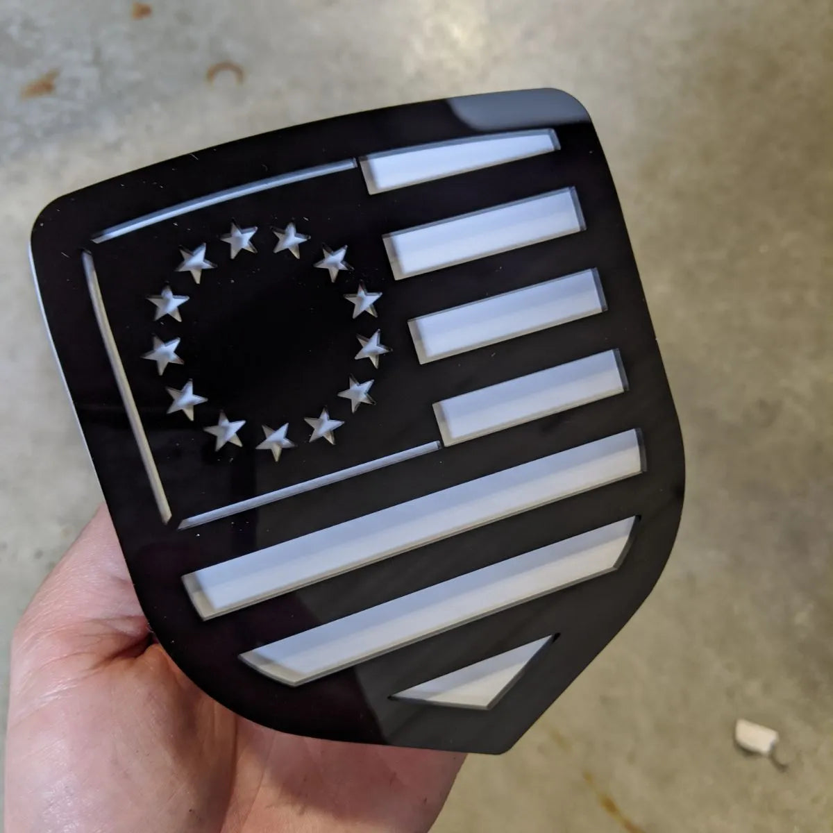 Betsy Ross American Flag Badge - Fits 2009-2012 Dodge® Ram® Grille -1500, 2500, 3500 - Black on White