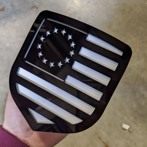 Betsy Ross American Flag Badge - Fits 2009-2012 Dodge® Ram® Grille -1500, 2500, 3500 - Black on White