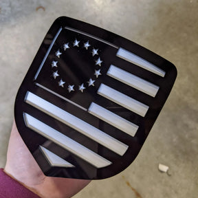 Betsy Ross American Flag Badge - Fits 2009-2012 Dodge® Ram® Grille -1500, 2500, 3500 - Black on White