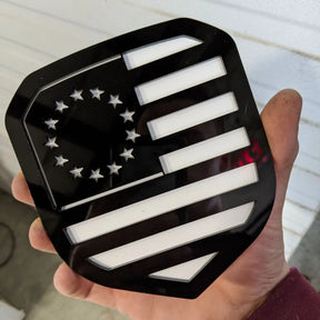 Betsy Ross American Flag Badge - Fits 2013-2018 Dodge® Ram® Grille -1500, 2500, 3500 - Black on White