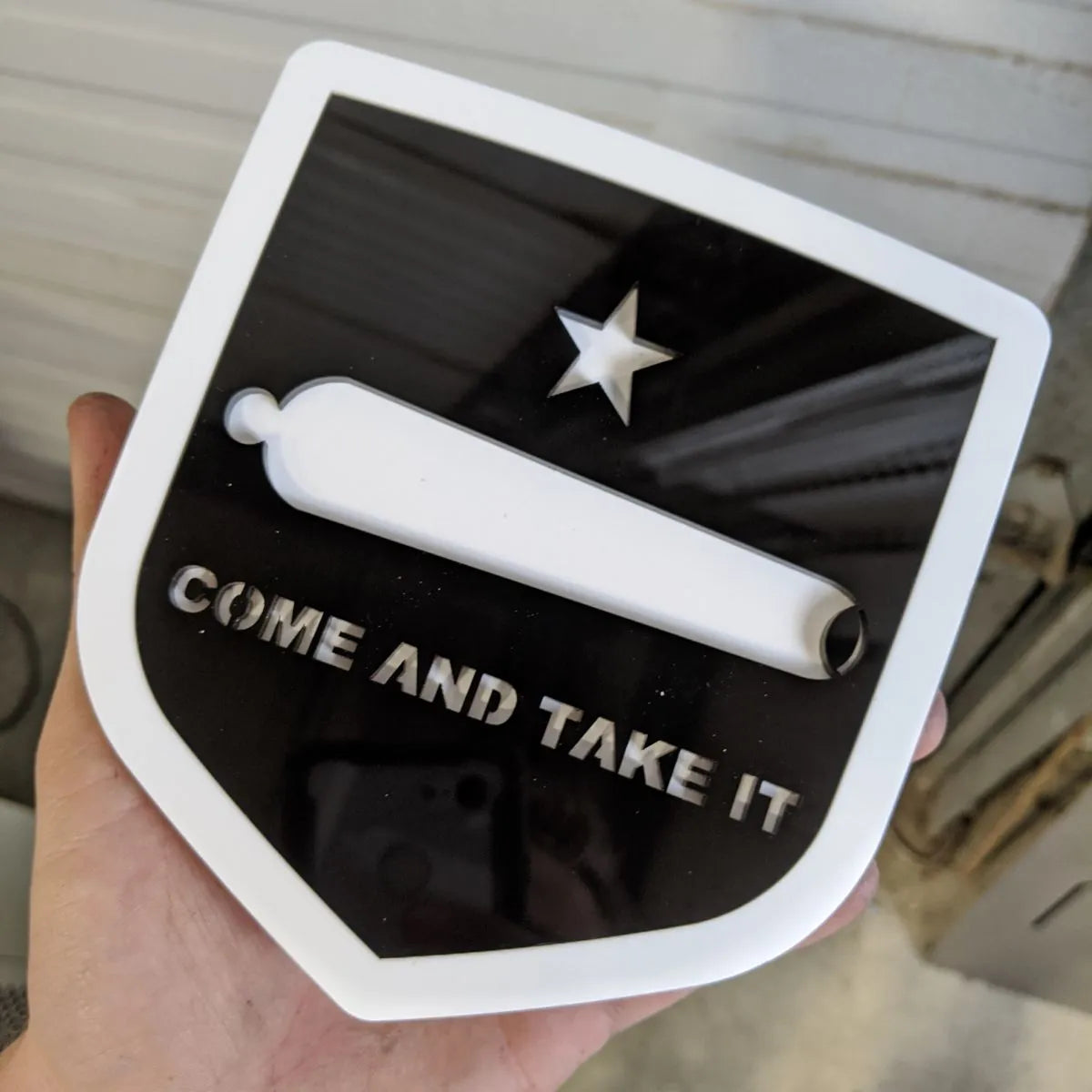 Come and Take It Badge - Fits 2009-2018 Dodge® Ram® Tailgate -1500, 2500, 3500 - Black and White