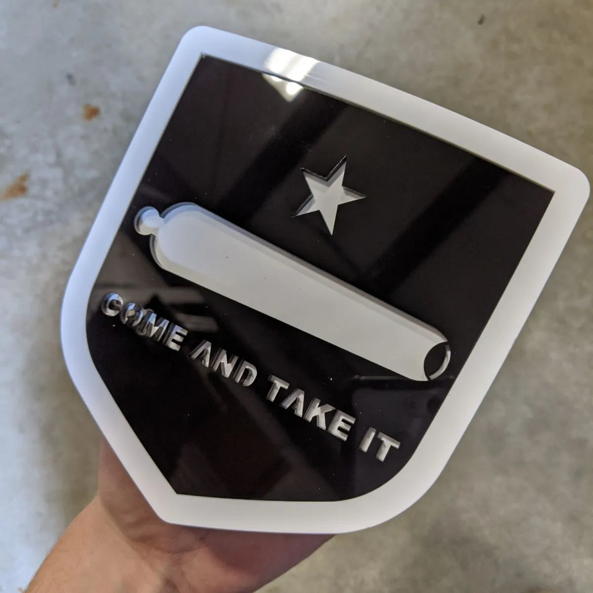 Come and Take It Badge - Fits 2009-2018 Dodge® Ram® Tailgate -1500, 2500, 3500 - Black and White